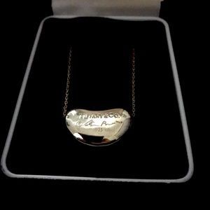 Large Tiffany Bean 18 inch sterling silver necklace.